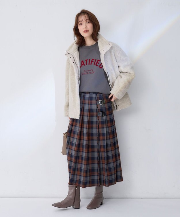 ANY 【洗濯機可能】ボアスタンドカラーブルゾン エクリュ