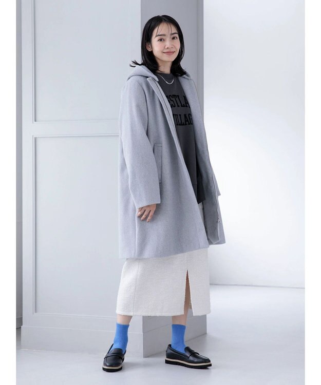 Green Parks ２ｗａｙフード取り外し比翼コート Gray