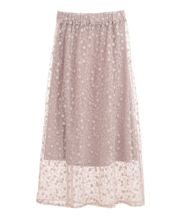 earth music&ecology シアーレースレイヤードスカート Pink Beige