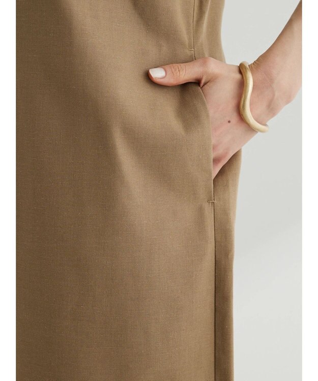 Green Parks 綿麻混サロペット Dark Beige