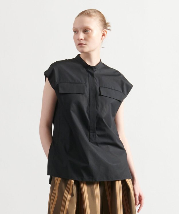 JOSEPH 【洗える】ポプリン　ノースリーブブラウス Black