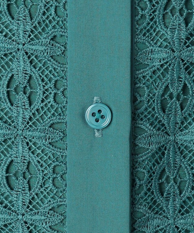 自由区 S ジオメトリックレース ブラウス ターコイズ