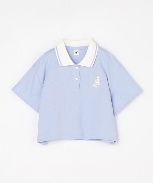 ANY KIDS 【洗濯機可能/吸汗速乾】ドライタッチ ショート丈ポロシャツ サックスブルー