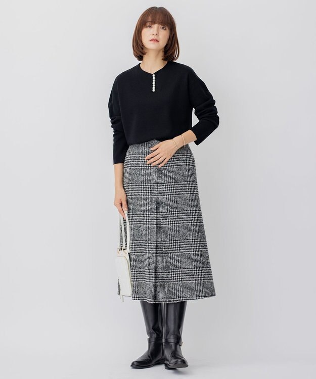 23区 ウールブレンド ラインパール プルオーバー ブラック系