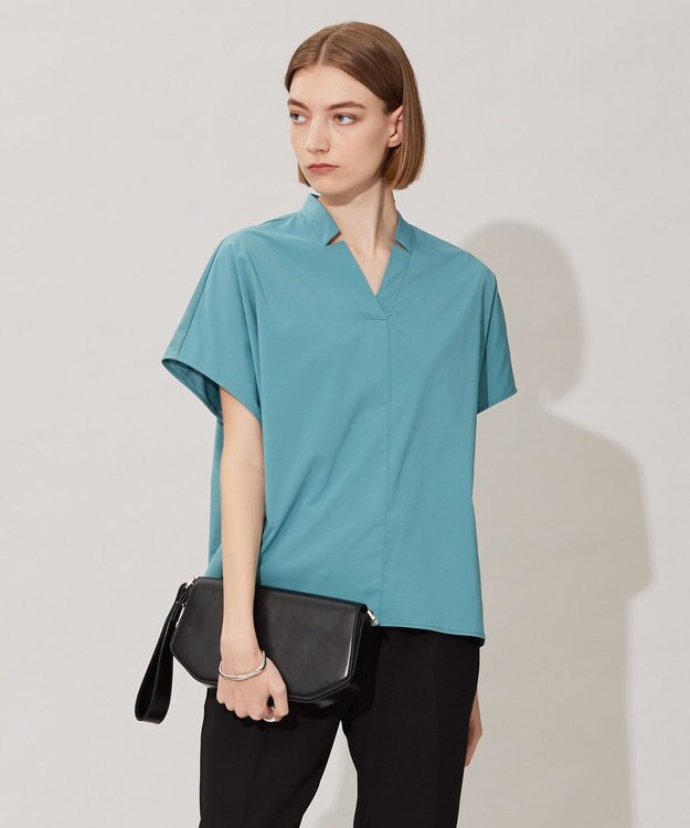 ICB L 【洗える】 タイプライタージャージーコンビ プルオーバー セルリアン系