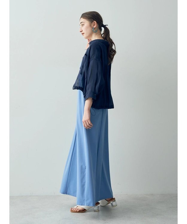 YECCA VECCA 【2点SET】シアーシャツ×Aラインキャミワンピース Navy