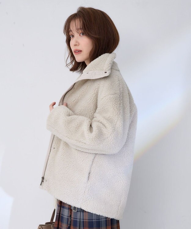 ANY L 【洗濯機可能】ボアスタンドカラーブルゾン エクリュ