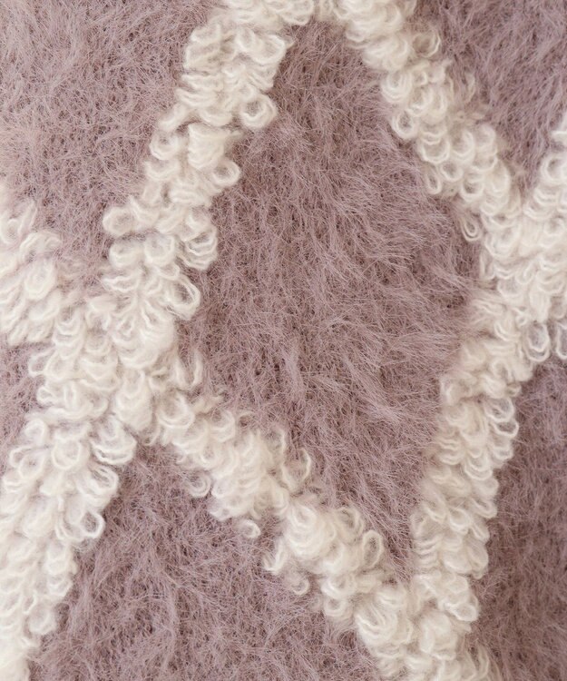 earth music&ecology シャギーダイヤ柄ショートニットカーディガン Pink