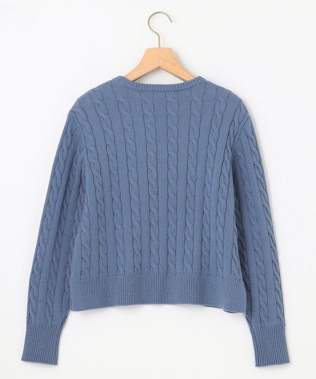 組曲 【ビジューボタン付き】SOBANE ケーブルプルオーバー ニット ブルー系