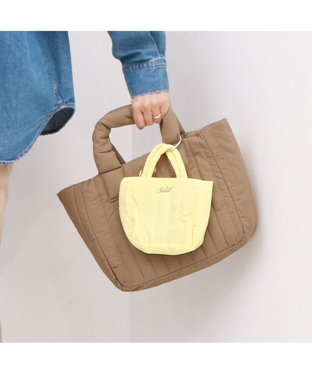 UNBILLION 【テレビ ドラマ着用アイテム】カシュカシュ cachecache / 親子キルティング刺繍トートバッグ カーキ