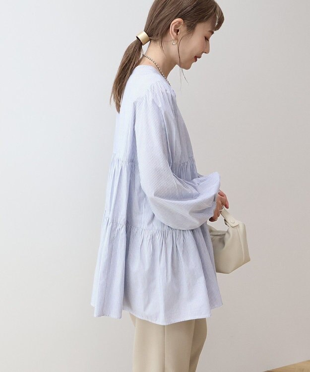 AMERICAN HOLIC 【先行予約】【WEB限定】ティアードギャザーブラウス Stripe