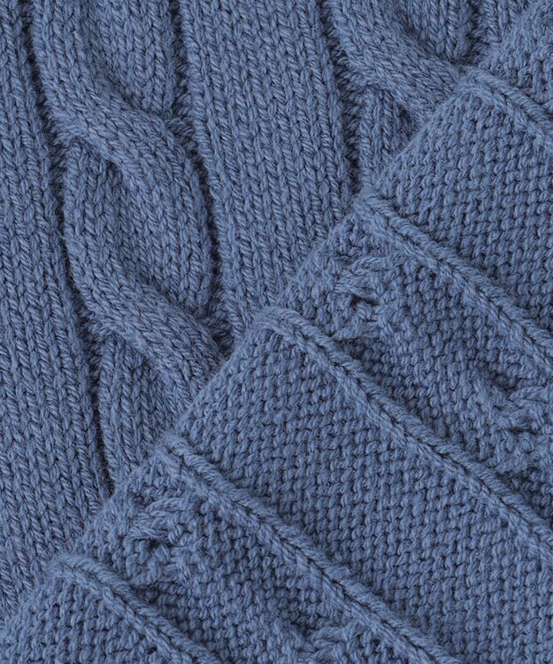 組曲 【ビジューボタン付き】SOBANE ケーブルプルオーバー ニット ブルー系