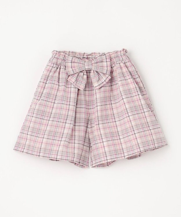 ANY KIDS チェック柄 ショート パンツ ブラウン系チェック