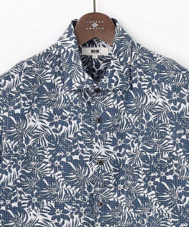 JOSEPH ABBOUD 【キングサイズ・清涼・JAPANファブリック】ビッグリーフサッカープリント 半袖シャツ ネイビー系6