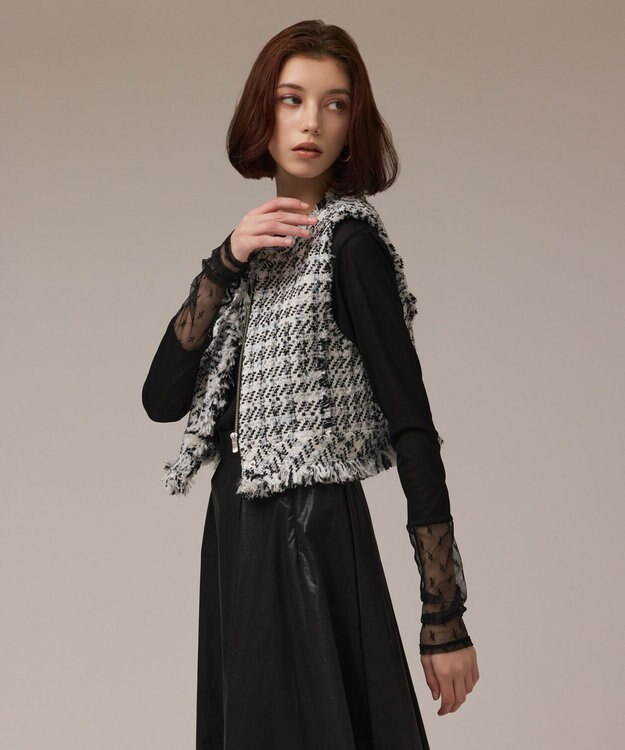 GRACE CONTINENTAL コンパクトツイードベスト キナリ