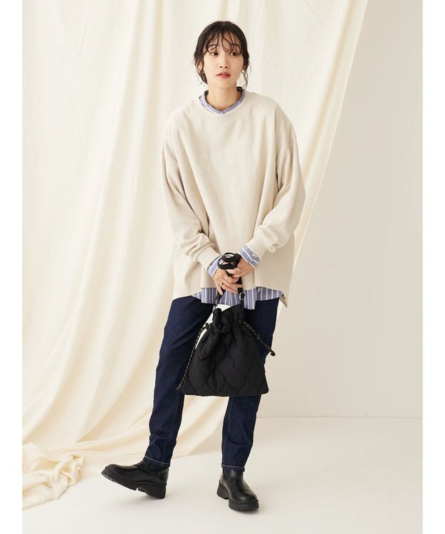 CRAFT STANDARD BOUTIQUE プリント裏毛チュニック Light Beige