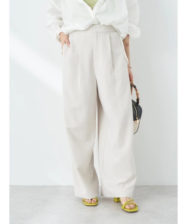 earth music&ecology タックワイドパンツ Ivory