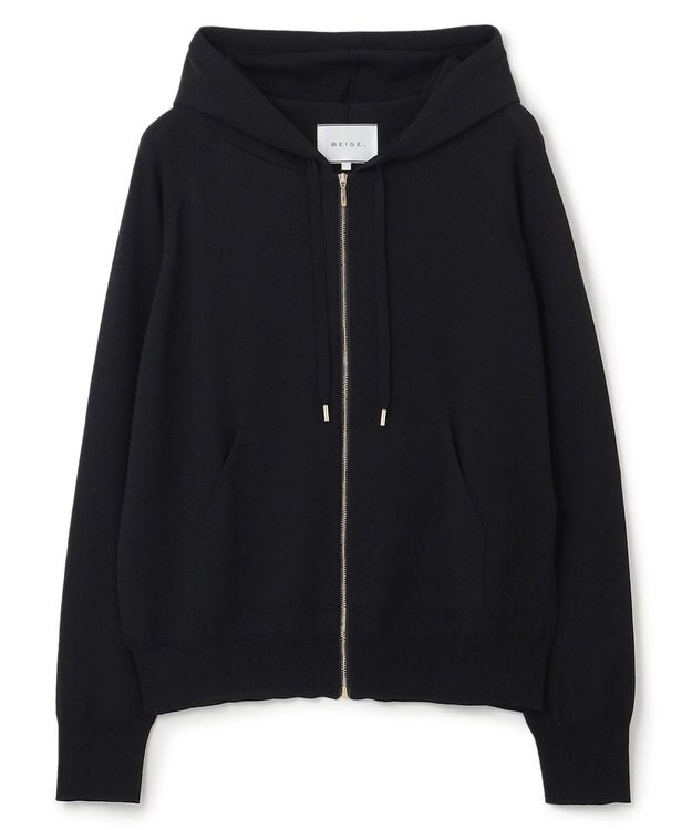 BEIGE， MONSTERA / ストレッチ フーデットニット Black