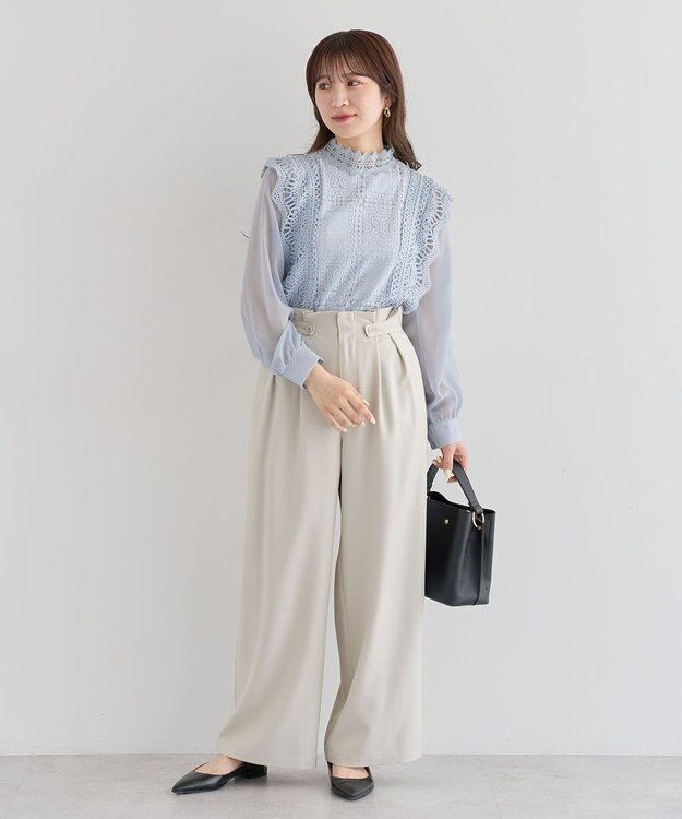 Green Parks ・ＥＬＥＮＣＡＲＥ　ＤＵＥ　サイドベルトタックパンツ Light Beige