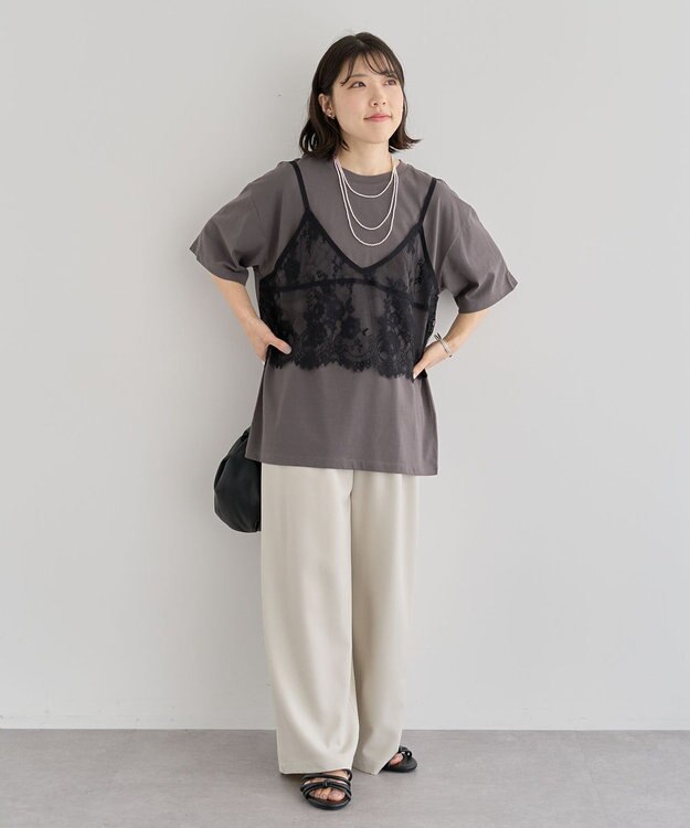 Green Parks ・ＥＬＥＮＣＡＲＥ　ＤＵＥ　サイドベルトタックパンツ Light Beige