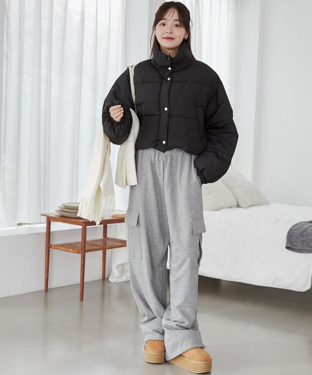 WEGO パディングショートブルゾン ブラック