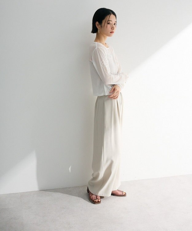 Green Parks ・ＥＬＥＮＣＡＲＥ　ＤＵＥ　サイドベルトタックパンツ Light Beige