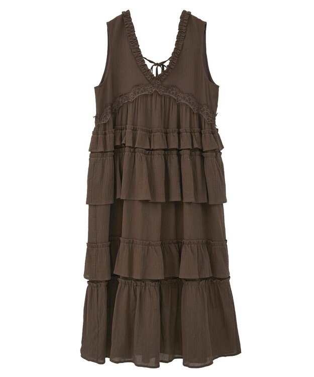 Green Parks ■ＥＳＣＡＲ　レース×コットンティアードワンピース Brown