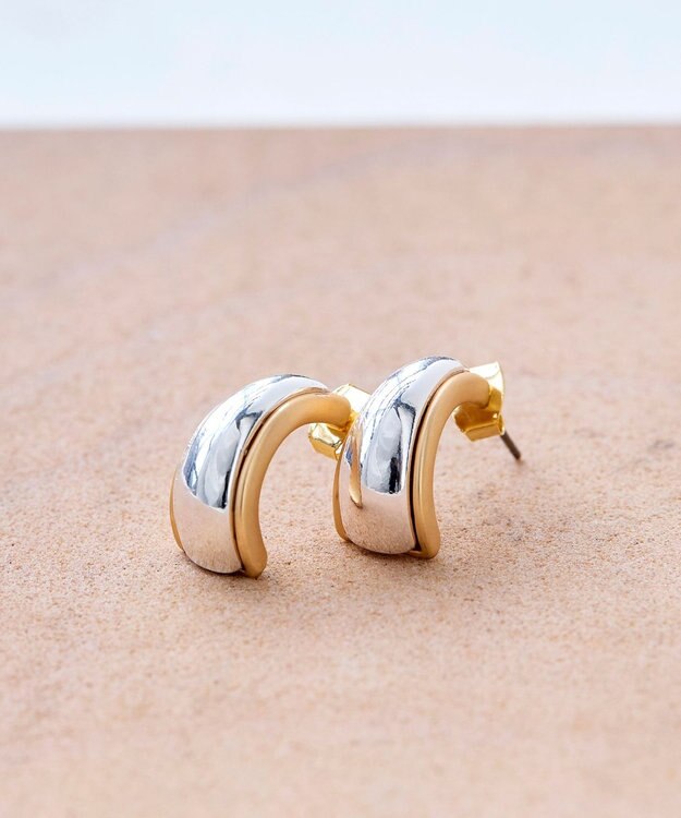 Tiaclasse メタルコンビラインピアス シルバー×ゴールド