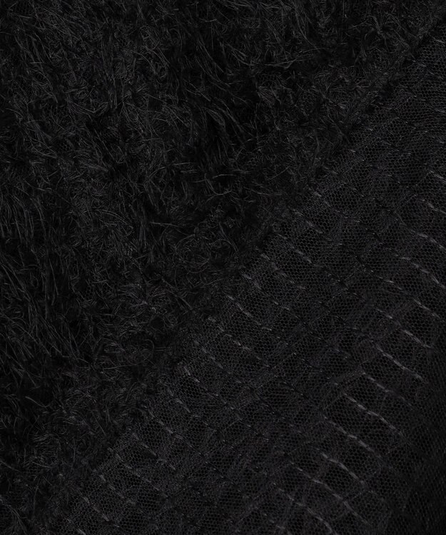 ICB 【洗える】 フェザーチュール ブラウス ブラック系