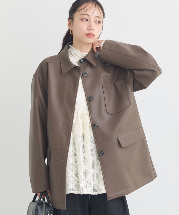 earth music&ecology ＣＰＯシャツジャケット Brown