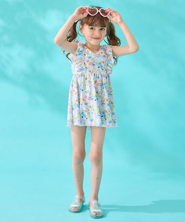 ANY KIDS 花柄 セパレート 水着 エクリュ系花柄