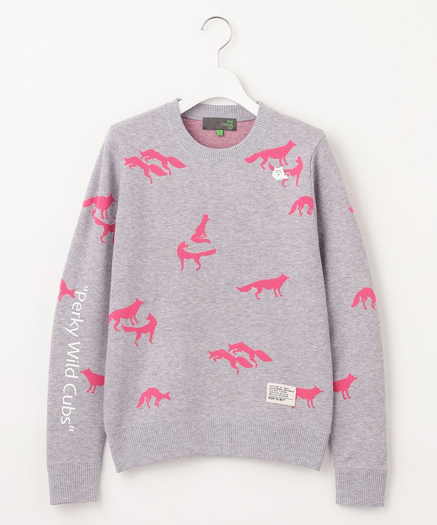PW CIRCULUS 【こだわりシルエット/手洗い可】【WOMEN】フォックスモチーフニット グレー系