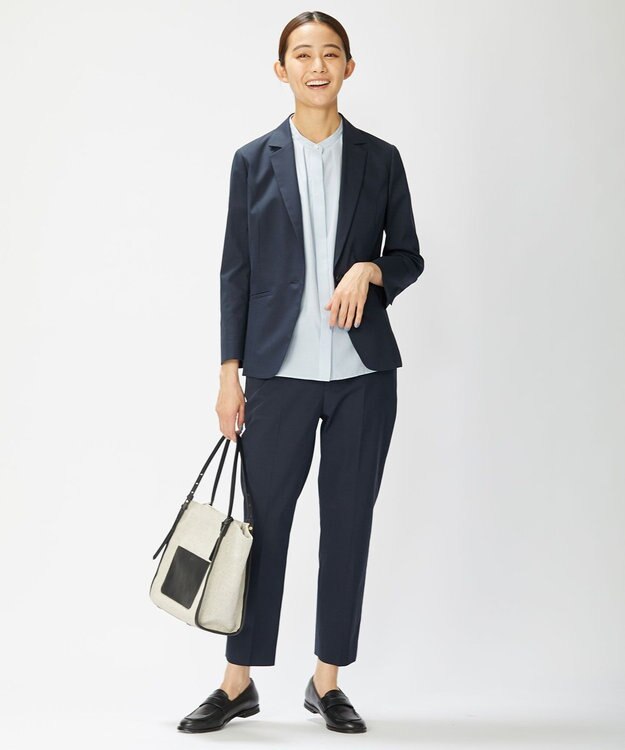 J.PRESS LADIES 【洗える・撥水・防汚】コットンFITTYシャーク テーパード パンツ ネイビー系