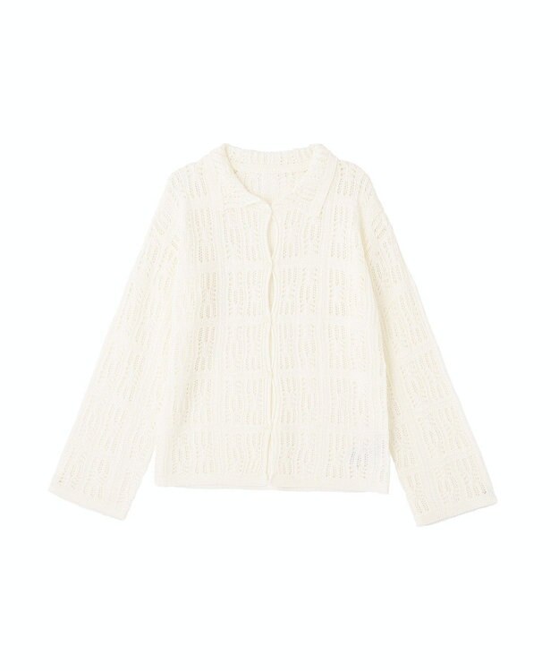 earth music&ecology メッシュレース襟付きカーディガン Off White