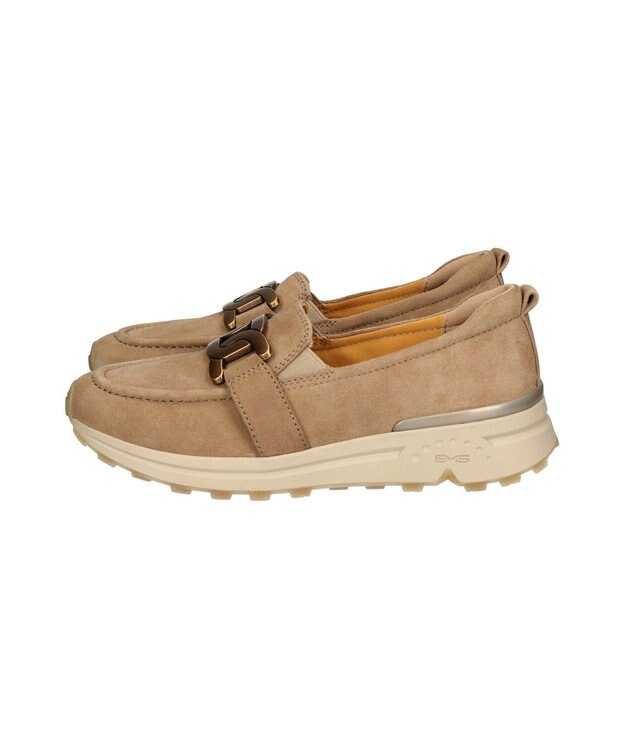 INTER-CHAUSSURES 【BUSSOLA】メタル飾りローファースニーカー ベージュスウェード