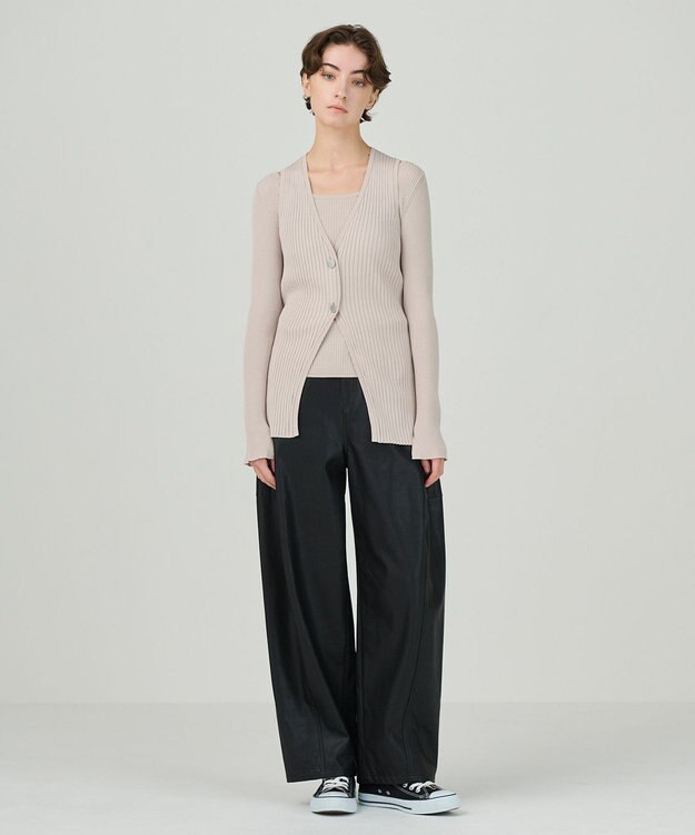 GRACE CONTINENTAL リブニットトップ ベージュ