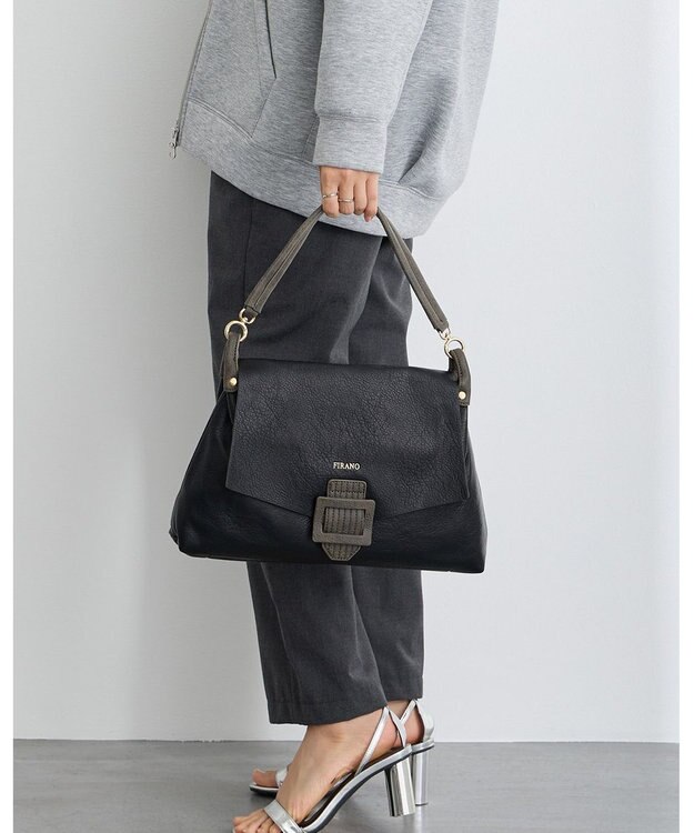MioFIRANO バックル付きフラップトートバッグ 2WAY　FIRANO フィラノ BLACK