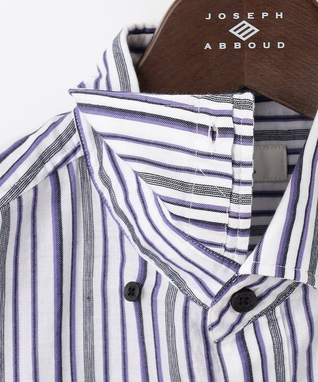JOSEPH ABBOUD 【キングサイズ・サステイナブル】ソアロンストライプ シャツ パープル系1