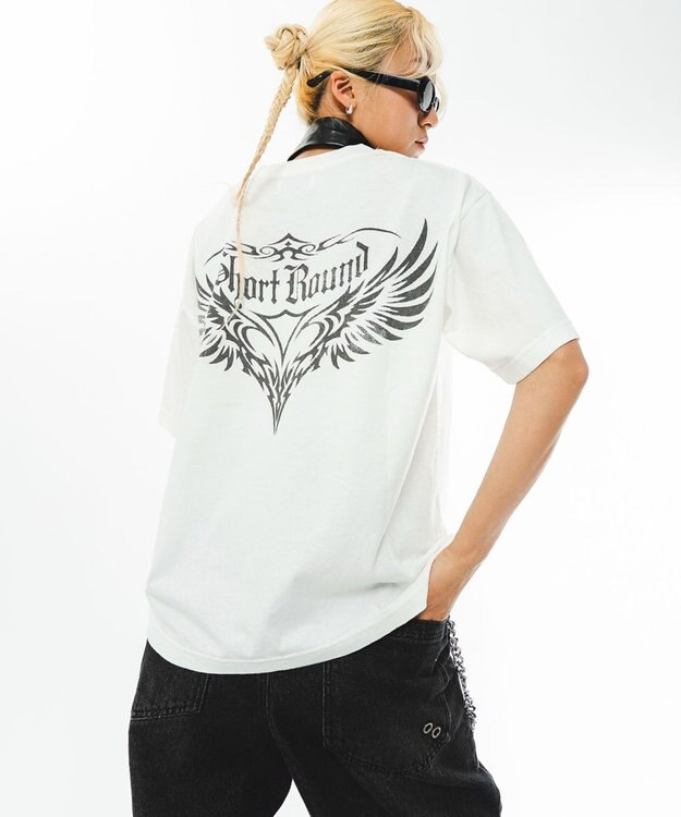 WEGO 【ユニセックス着用ITEM/MLサイズ展開】クロップドグラフィックT（SS） ホワイト