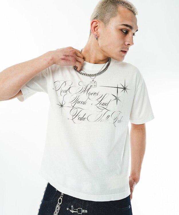 WEGO 【ユニセックス着用ITEM/MLサイズ展開】クロップドグラフィックT（SS） ホワイト