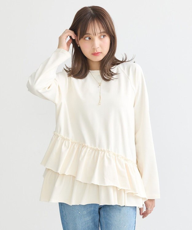 earth music&ecology フリルヘムプルオーバー Ivory