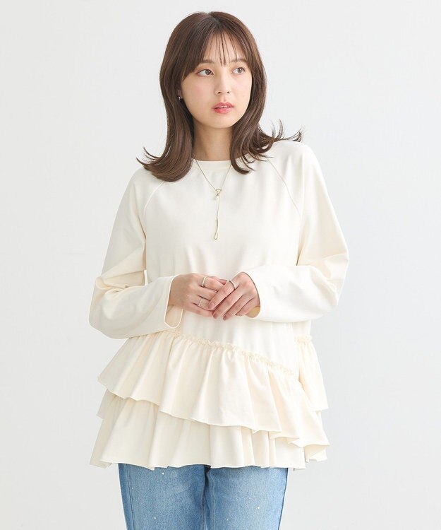 earth music&ecology フリルヘムプルオーバー Ivory