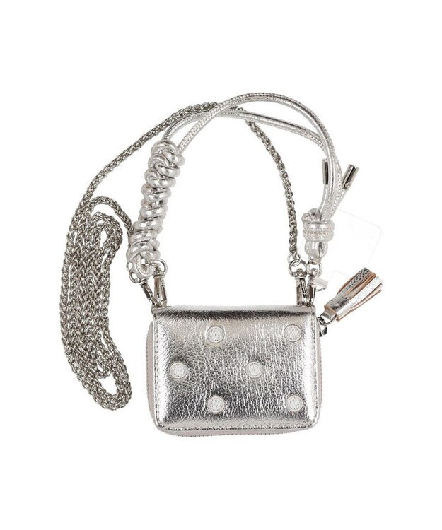UNBILLION ペルケ perche / ドット刺繍ジャバラチャームウォレットショルダー シルバー