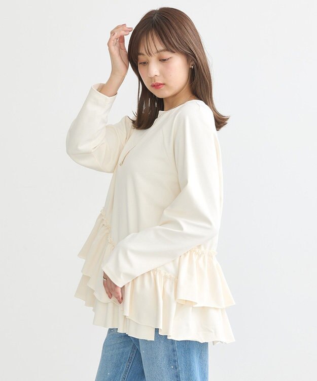 earth music&ecology フリルヘムプルオーバー Ivory