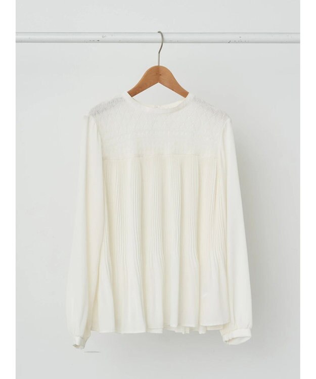 earth music&ecology レースプリーツブラウス Off White