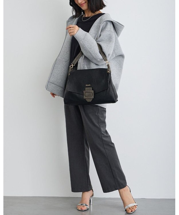 MioFIRANO バックル付きフラップトートバッグ 2WAY　FIRANO フィラノ BLACK