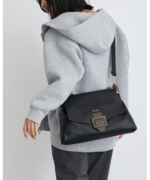MioFIRANO バックル付きフラップトートバッグ 2WAY　FIRANO フィラノ BLACK