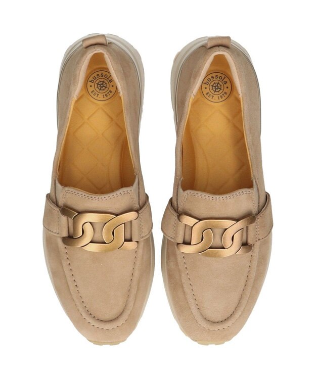 INTER-CHAUSSURES 【BUSSOLA】メタル飾りローファースニーカー ベージュスウェード