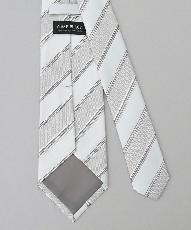 GOTAIRIKU 【WEAR BLACK】フォーマル用_ストライプ ネクタイ シルバー系1