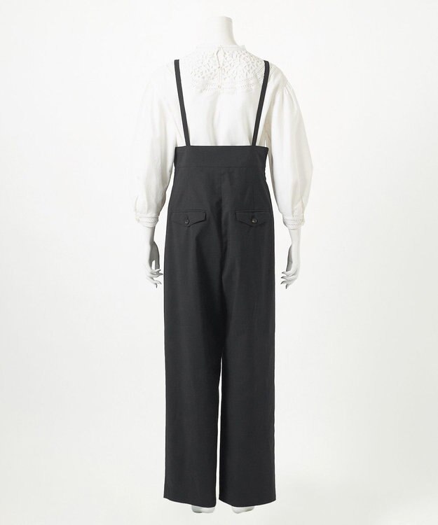 23区 L 【GOLD LABEL】クリスピーリネンストレッチ サスペンダーパンツ ブラック系